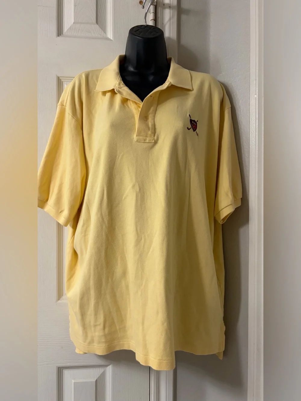 Vintage Polo Golf Ralph Lauren Yellow Polo Shirt Golf Crest Made in USA Size XL
